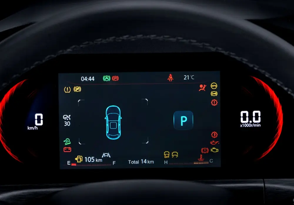 Primer plano de un velocímetro de un carro Changan